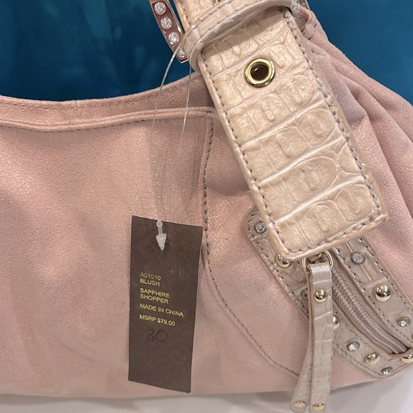 Pritzi Pink Blush Handbag. Has with a slight sparkle & Studs & Rhinestone - Picture 2 of 15